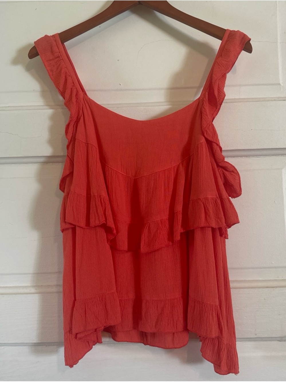 Ruffled Tiered Tank Top in Coral